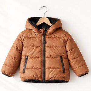Body Glove Toddler Puffer Jacket Brown Hooded 24M Winter Coat Zip Up Unisex
